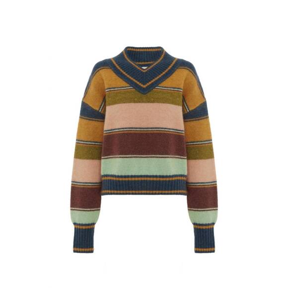 NEW ALEMAIS dusk v-neck knit sweater in stripe - Picture 4 of 4